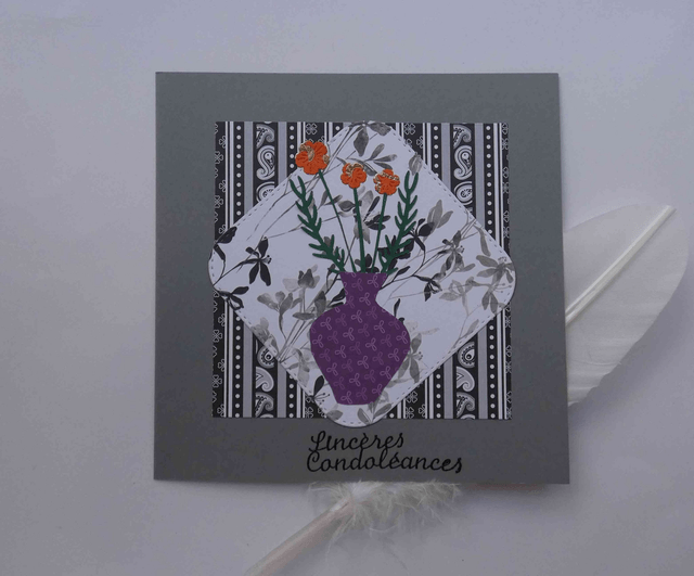 carte artisanale d'un bouquet de condoléances