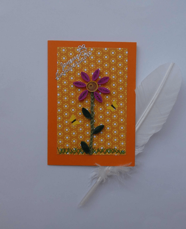 Une fleur en quilling pour un anniversaire