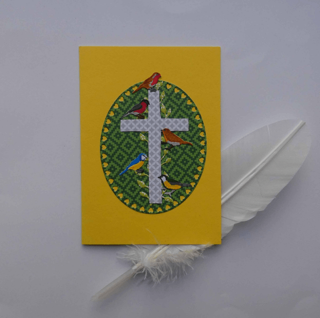 Carte artisanale aux oiseaux pour une confirmation