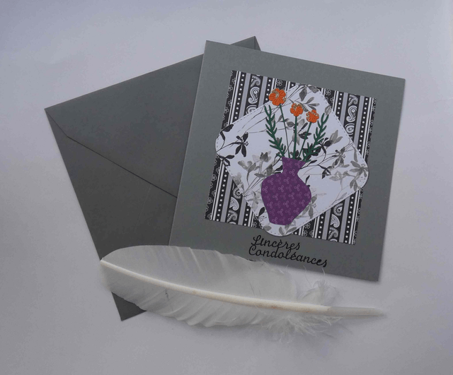 carte artisanale d'un bouquet de condoléances