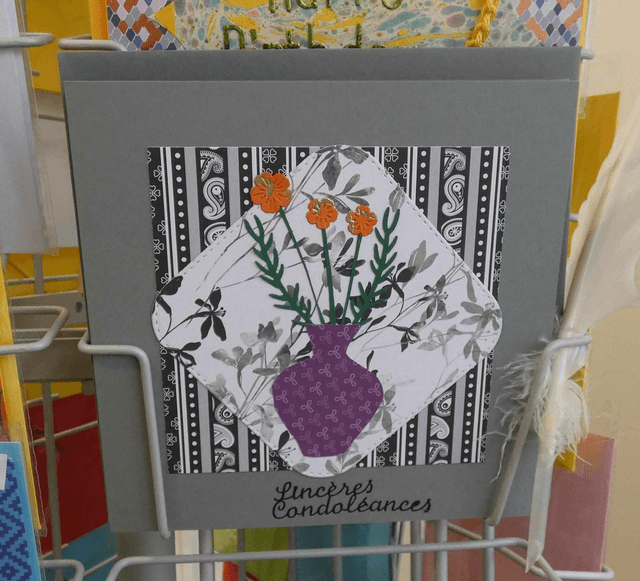 carte artisanale d'un bouquet de condoléances